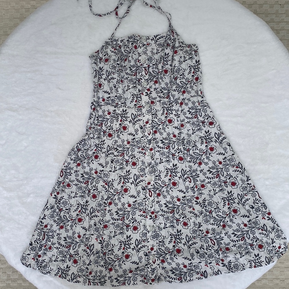 Loft Beach floral white swing mini dress